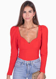 Blusa manga larga con escote cuadrado para mujer - Flashy