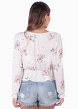 Blusa manga larga con estampado de flores y escote cruzado para mujer - Flashy