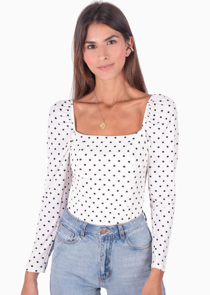 Blusa manga larga con estampado de puntos para mujer - Flashy