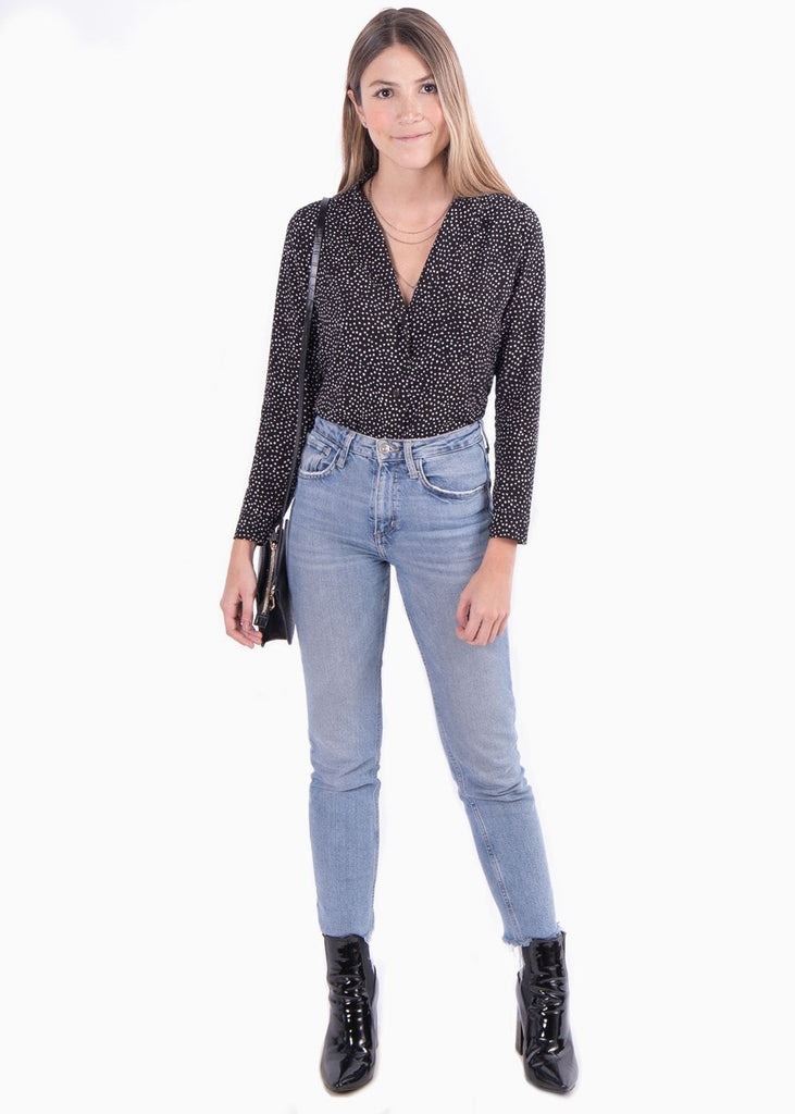 Blusa manga larga con estampado de puntos para mujer - Flashy