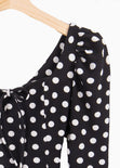 Blusa manga larga con estampado de puntos y escote cuadrado para mujer - Flashy