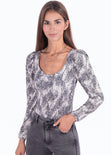 Blusa manga larga con hombreras y estampado de puntos para mujer - Flashy