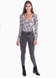 Blusa manga larga con hombreras y estampado de puntos para mujer - Flashy