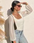 Blusa manga larga con mangas en transparencia para mujer - Flashy