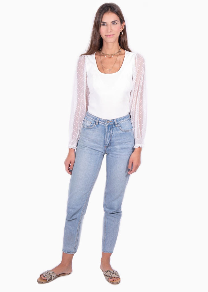 Blusa manga larga con mangas en transparencia para mujer - Flashy