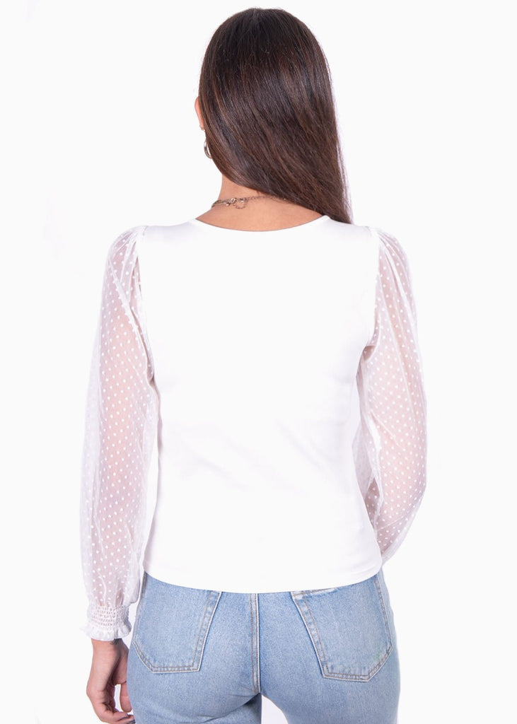 Blusa manga larga con mangas en transparencia para mujer - Flashy