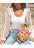 Blusa manga larga con mangas en transparencia para mujer - Flashy