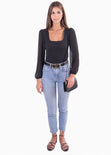 Blusa manga larga con mangas en transparencia para mujer - Flashy