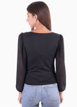 Blusa manga larga con mangas en transparencia para mujer - Flashy