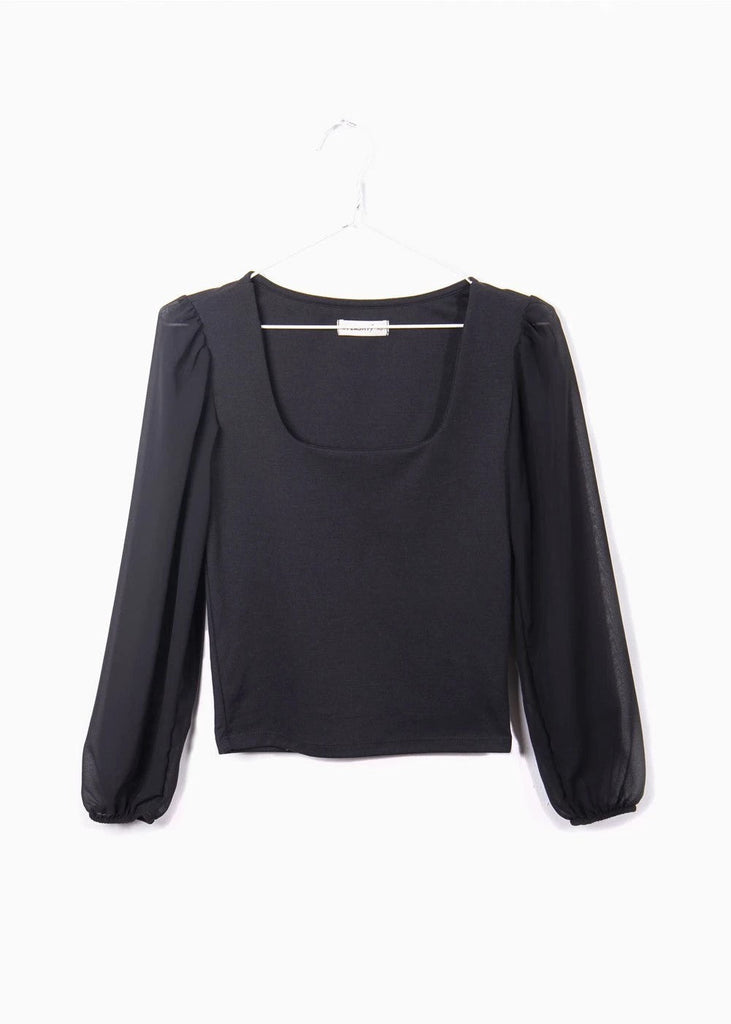 Blusa manga larga con mangas en transparencia para mujer - Flashy