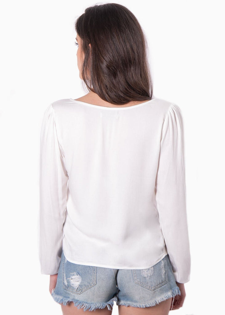 Blusa manga larga con perlas para mujer - Flashy