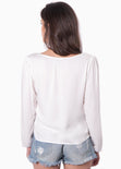 Blusa manga larga con perlas para mujer - Flashy