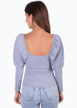 Blusa manga larga con recogido en escote para mujer - Flashy
