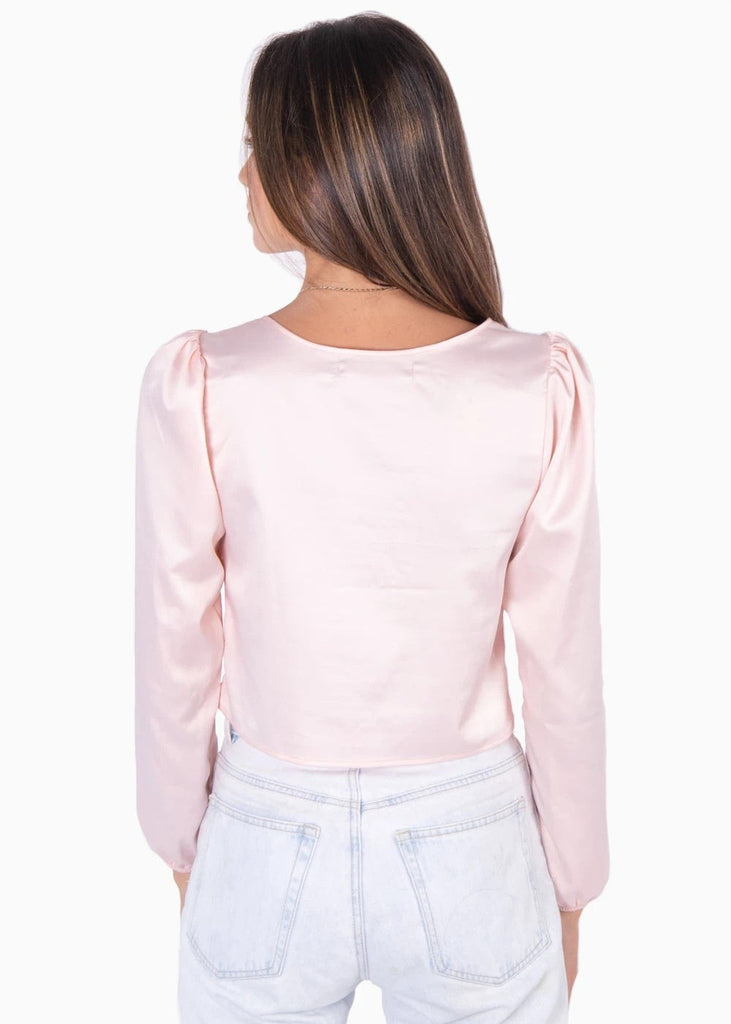 Blusa manga larga con recogido en frente para mujer - Flashy
