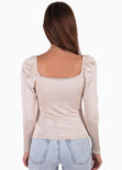 Blusa manga larga con recogido en frente para mujer - Flashy