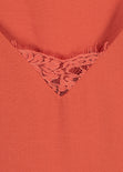 Blusa manga sisa con detalle de encaje en escote y mangas para mujer - Flashy