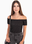 Blusa off shoulder con brillo para mujer - Flashy
