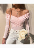 Blusa off shoulder cruzada para mujer - Flashy