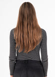 Blusa rayas manga larga color blanco, negro para mujer - Flashy