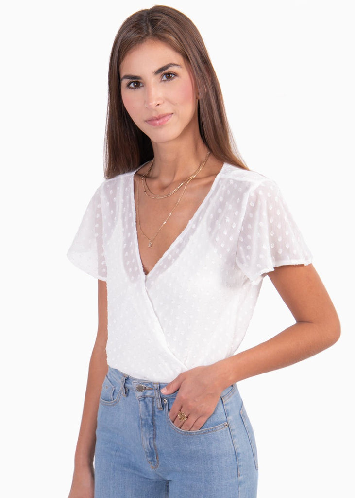 Body con escote cruzado en tela transparente para mujer - Flashy