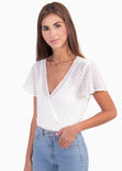 Body con escote cruzado en tela transparente para mujer - Flashy
