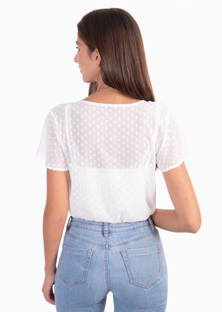 Body con escote cruzado en tela transparente para mujer - Flashy