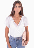 Body con escote cruzado en tela transparente para mujer - Flashy