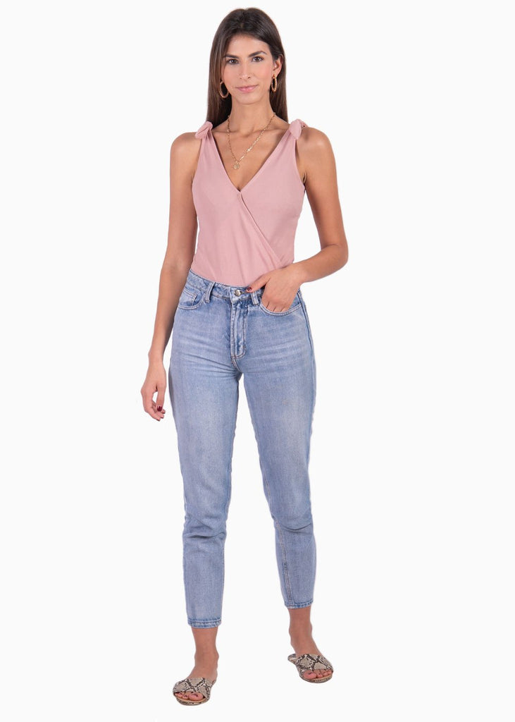 Body con escote cruzado y anudados en tiras para mujer - Flashy