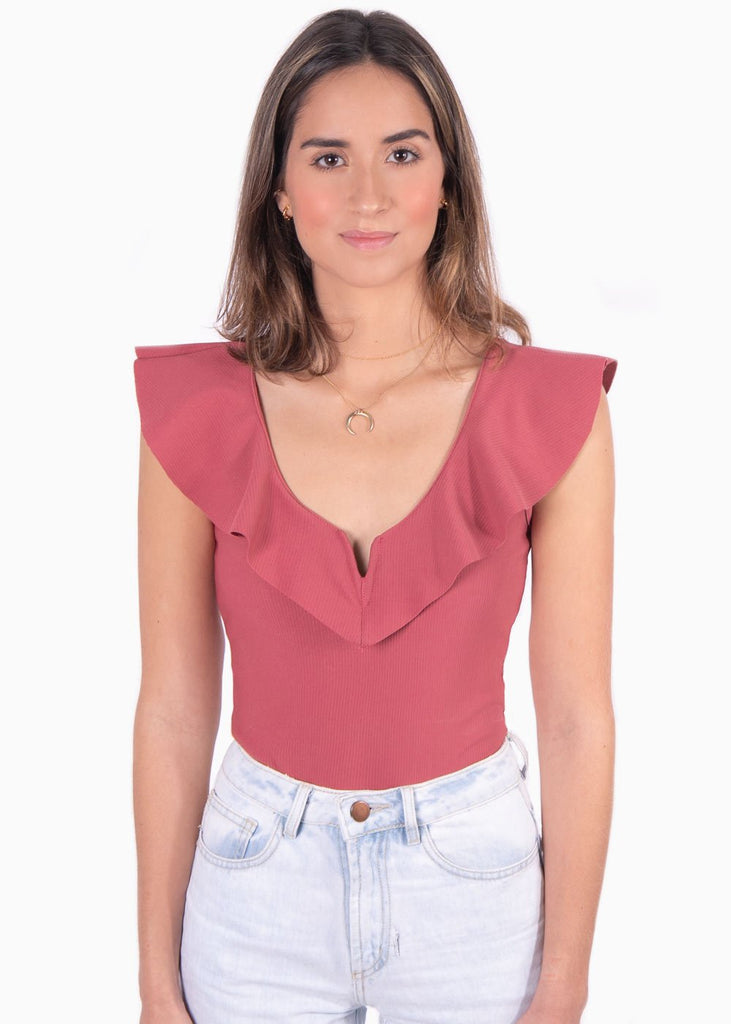 Body con escote en v y boleros para mujer - Flashy