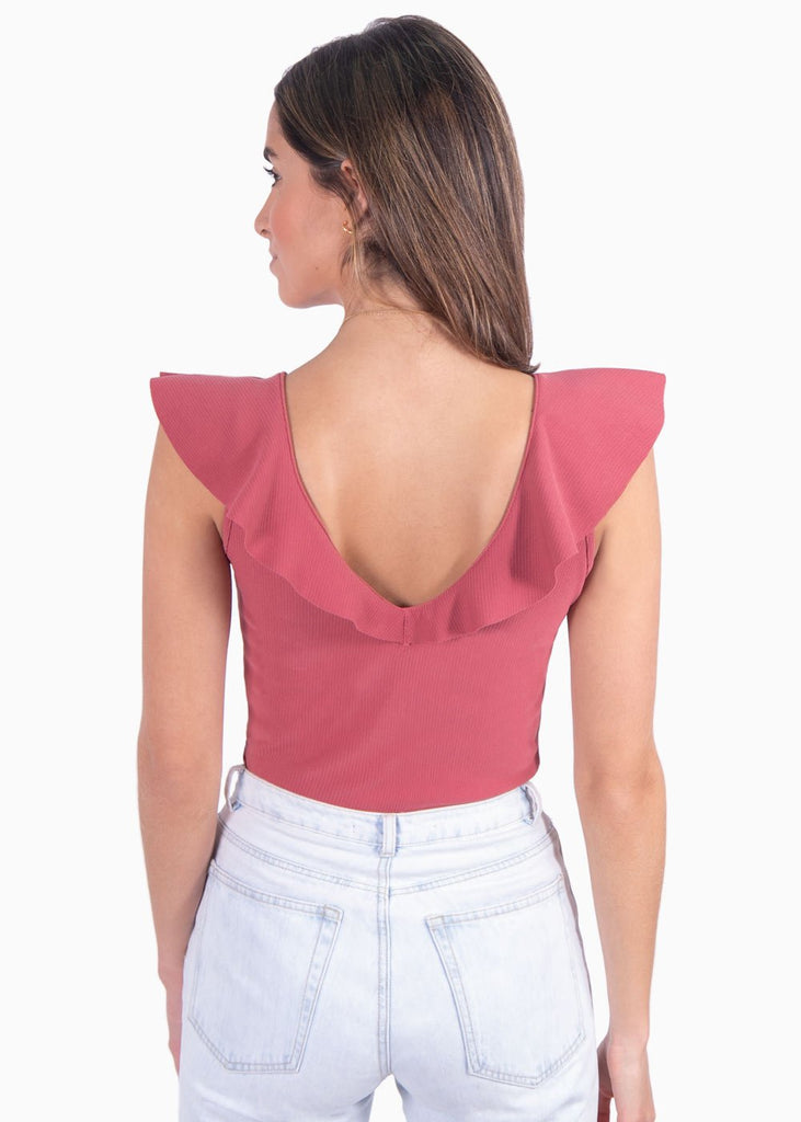 Body con escote en v y boleros para mujer - Flashy