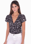 Body cruzado con estampado de puntos para mujer - Flashy
