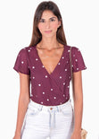 Body cruzado en tela transparente de puntos para mujer - Flashy