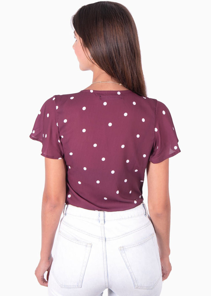 Body cruzado en tela transparente de puntos para mujer - Flashy