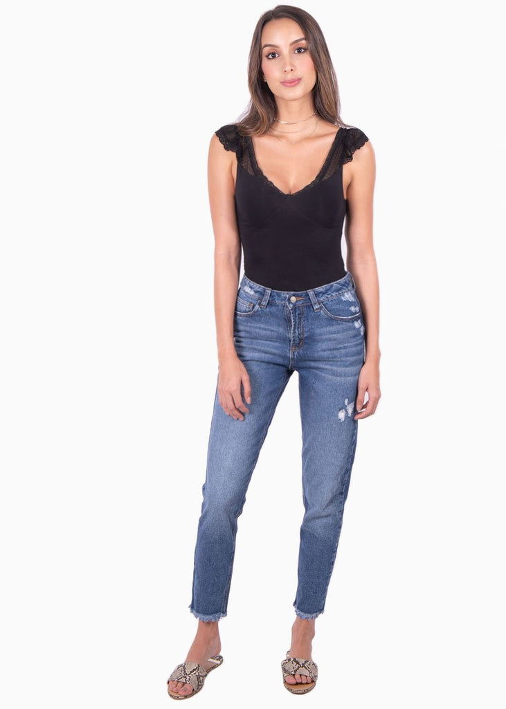 Body de encaje con boleros en mangas para mujer - Flashy
