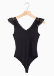 Body de encaje con boleros en mangas para mujer - Flashy