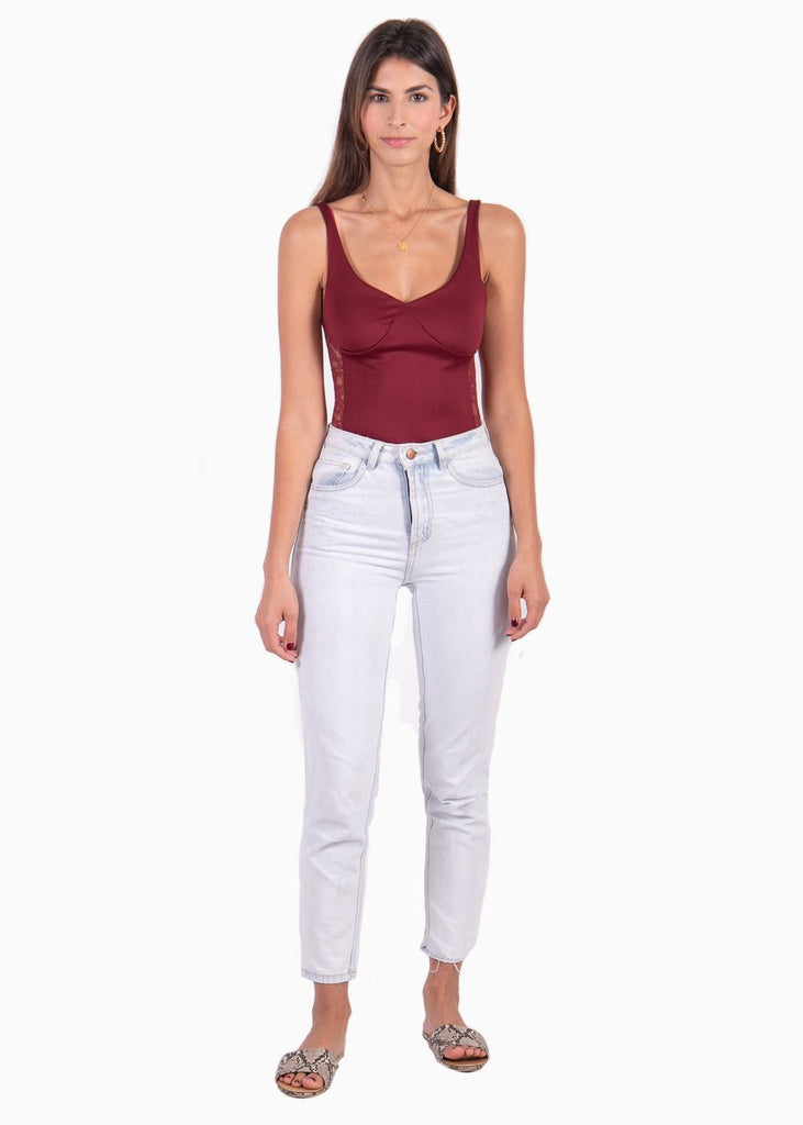 Body de tiras con encaje en laterales para mujer - Flashy