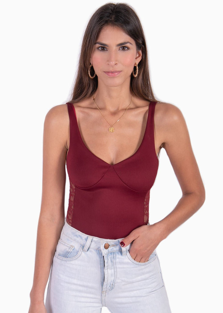 Body de tiras con encaje en laterales para mujer - Flashy