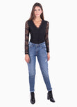 Body manga larga encaje para mujer - Flashy