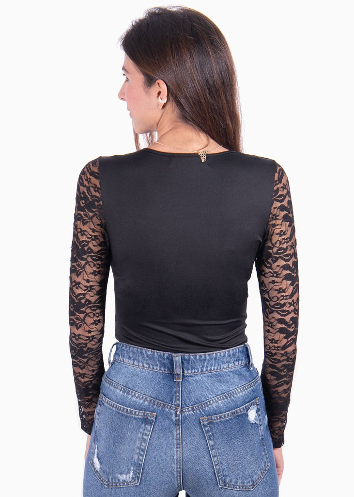 Body manga larga encaje para mujer - Flashy