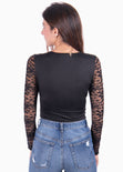 Body manga larga encaje para mujer - Flashy