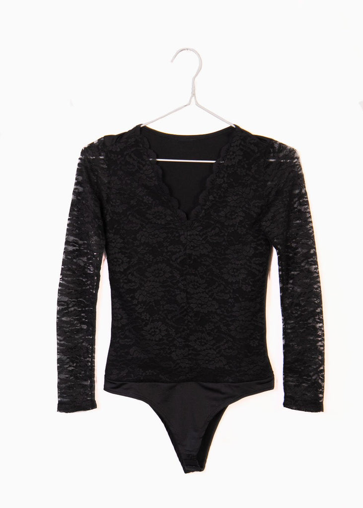 Body manga larga encaje para mujer - Flashy