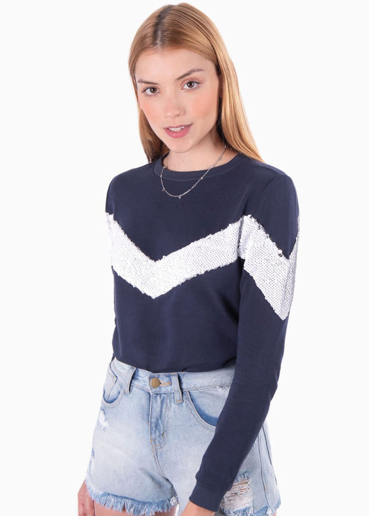 Buso con aplique de lentejuelas para mujer - Flashy