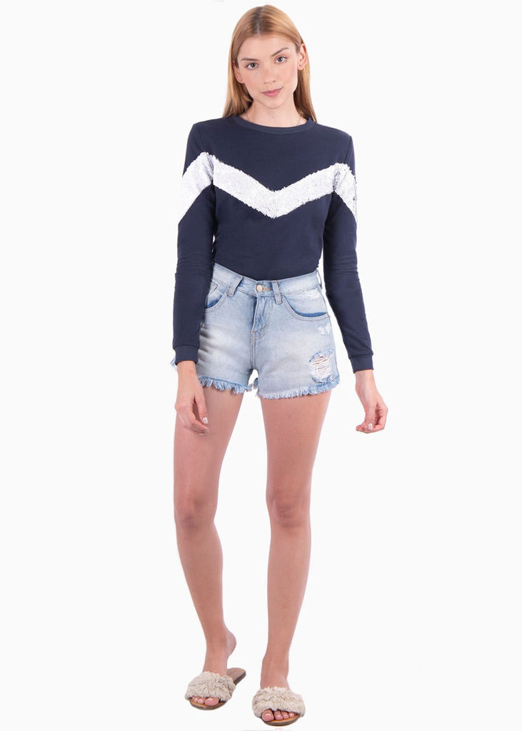 Buso con aplique de lentejuelas para mujer - Flashy