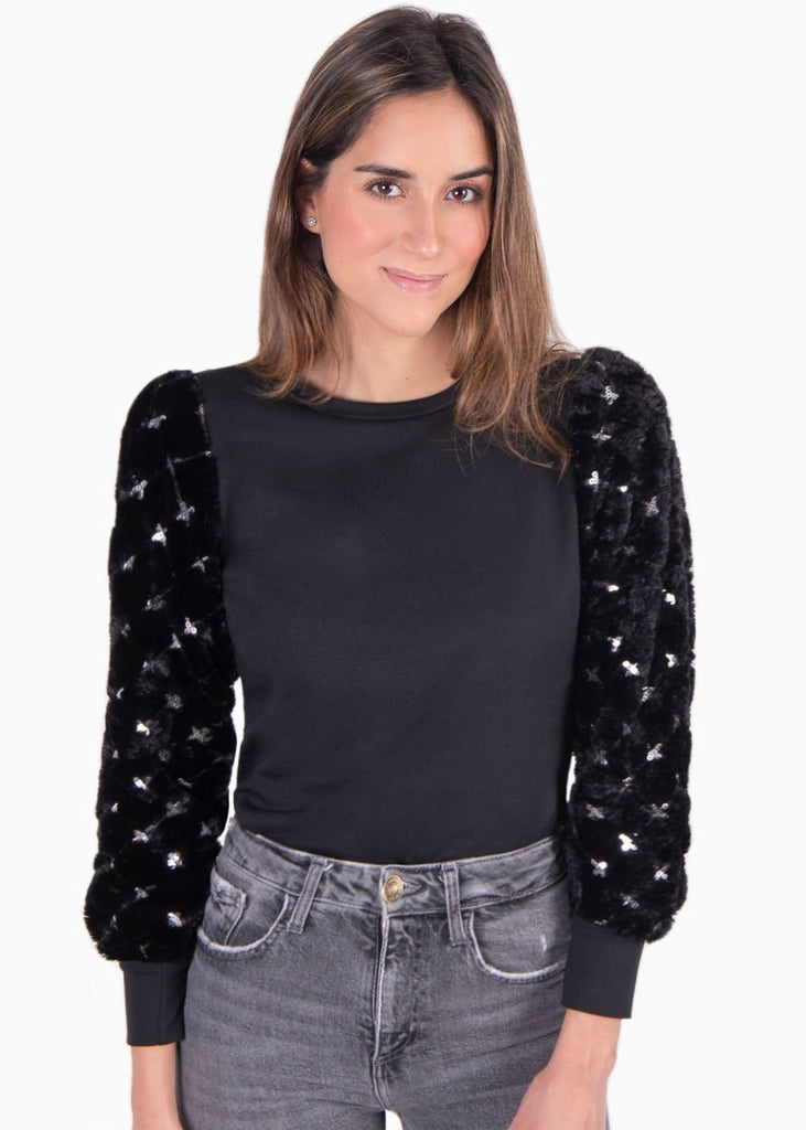 Buso con apliques en lentejuelas para mujer - Flashy