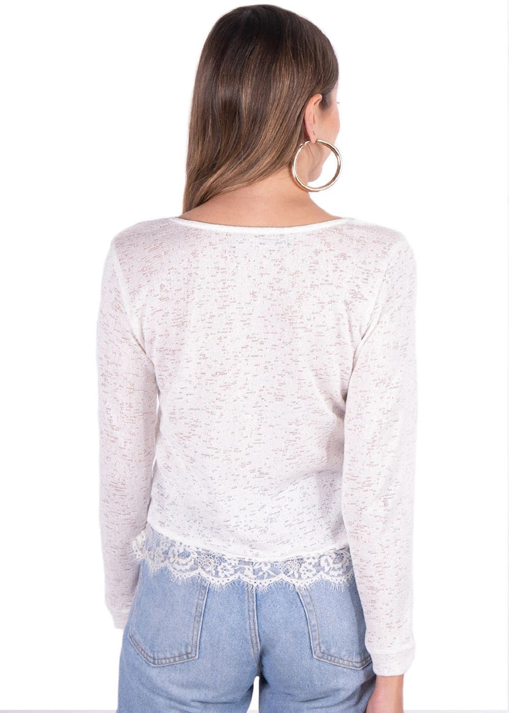 Buso con encaje en escote y encaje en corte para mujer - Flashy