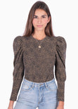 Buso con estampado de leopardo y hombreras para mujer - Flashy