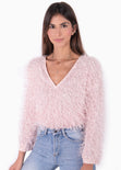 Buso con mangas y cuello en contraste para mujer - Flashy
