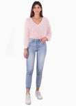Buso con mangas y cuello en contraste para mujer - Flashy
