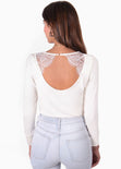Buso cuello en v con encaje en espalda para mujer - Flashy