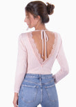 Buso cuello en v con encaje en espalda para mujer - Flashy